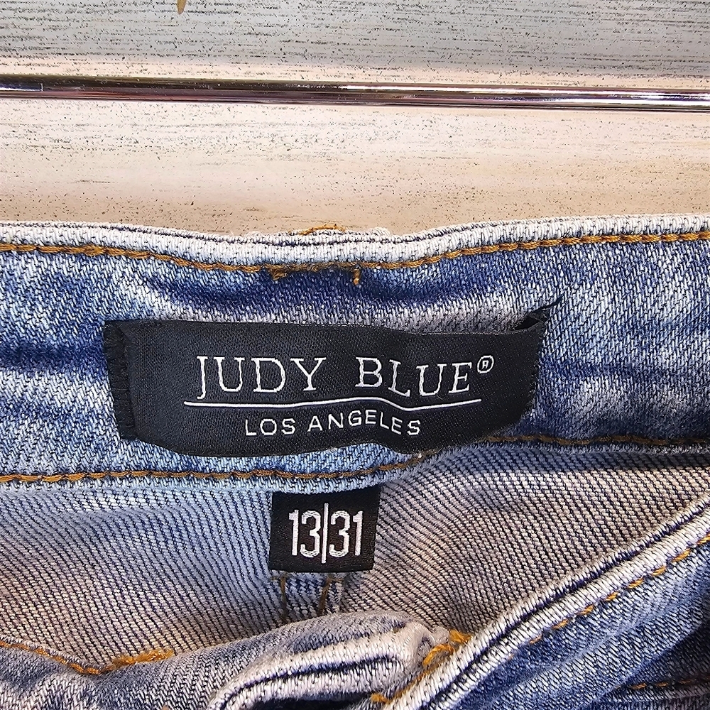 Judy Blue Claire Light Wash High Waist Wide Leg Cargo Jeans Stretch Denim 31 - Picture 12 of 13